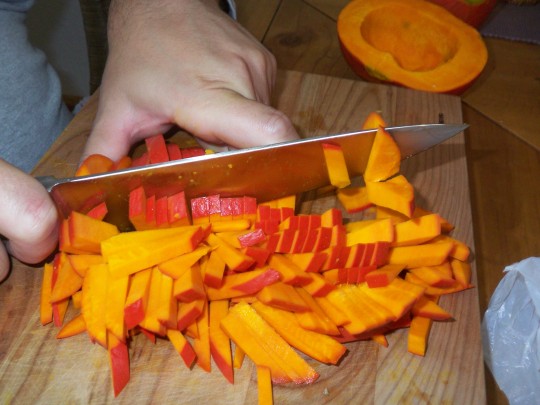 Kürbis zerkleinern