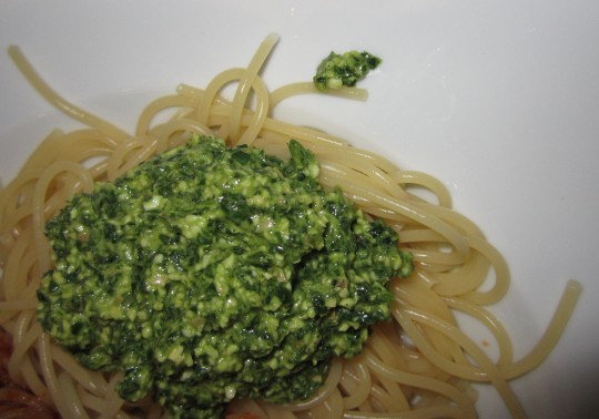 Solo-Auftritt: Roquefort-Pesto mit Spaghetti