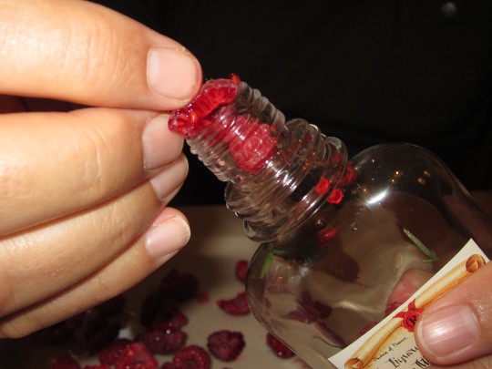 Himbeeren in die Flasche